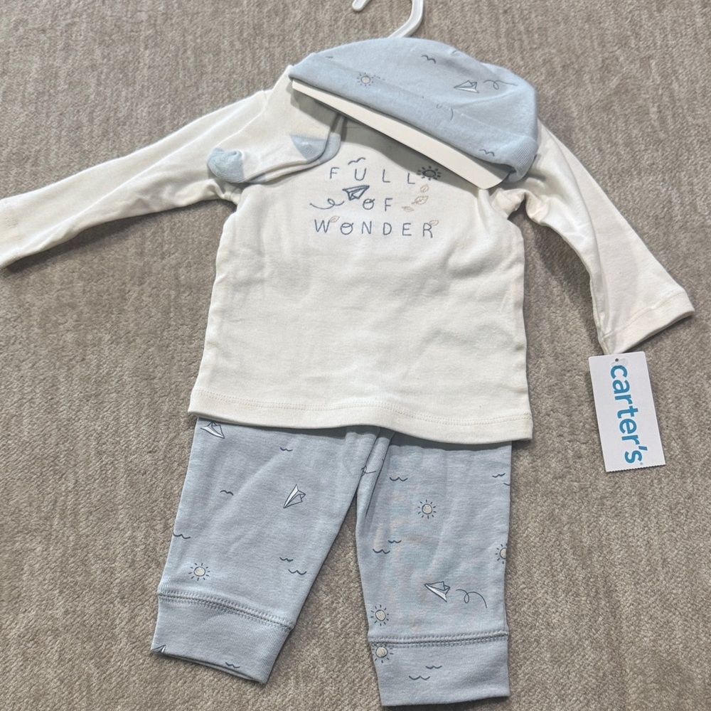 Carter's White and Blue Baby Outfit Set